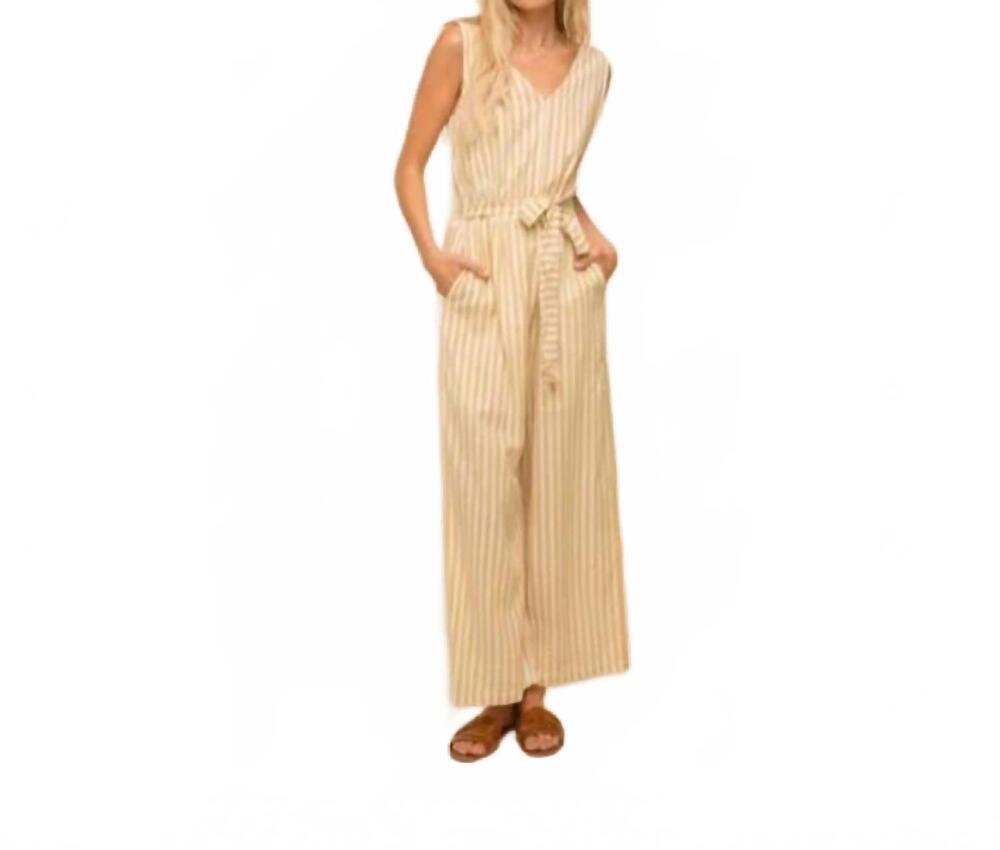 NEW HEM & THREAD jacey stripe jumpsuit in mustard
